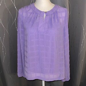 👙NWT Liz Claiborne Small Paisley Purple Textured Women's Blouse with Tank Top